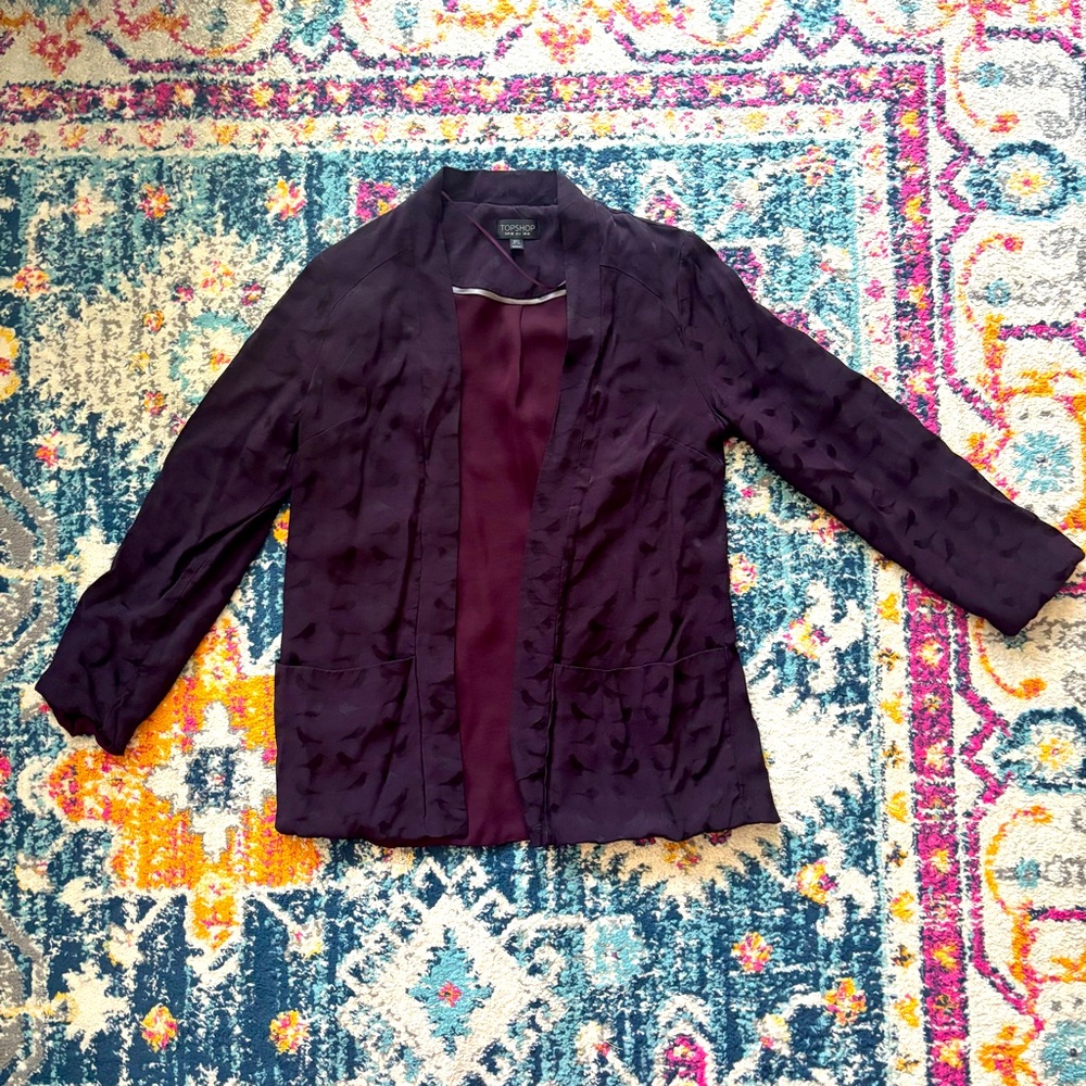 Topshop Purple relaxed Blazer with Bird motif